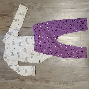 💚 Pekkle | 2-Piece Toddler Outfit | 12 M | Purple Grey Cheetah